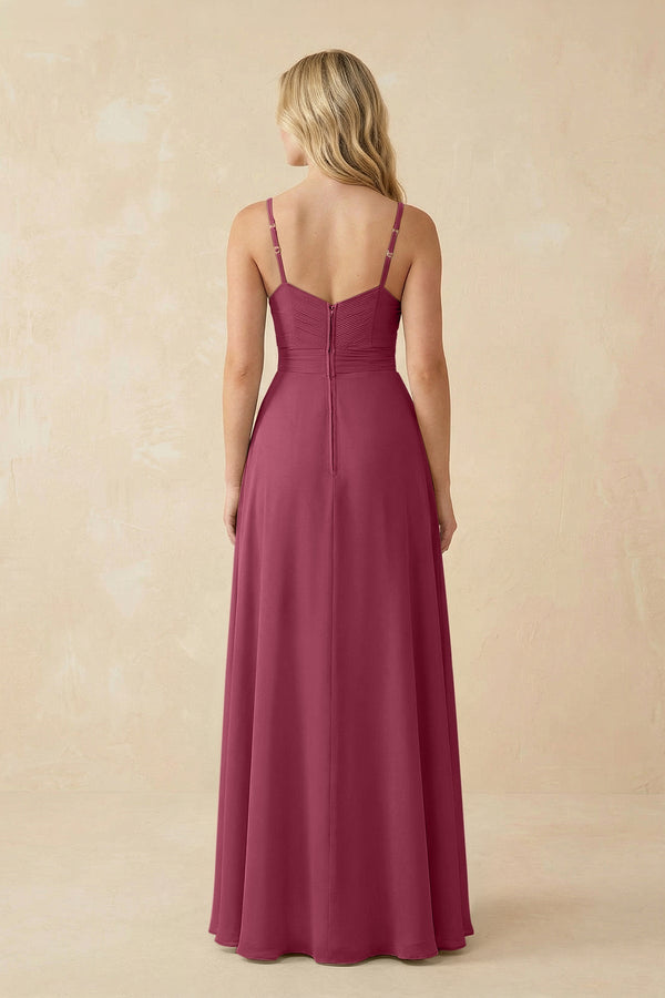 Sweetheart A - Line Pleated Chiffon Bridesmaid Dress in Desert Rose - KissProm Bridesmaid Dresses