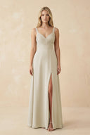 Sweetheart A - Line Pleated Chiffon Bridesmaid Dress in Dove Gray - KissProm Bridesmaid Dresses