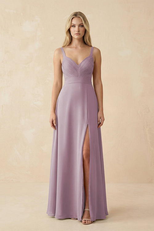 Sweetheart A - Line Pleated Chiffon Bridesmaid Dress in Dusk - KissProm Bridesmaid Dresses