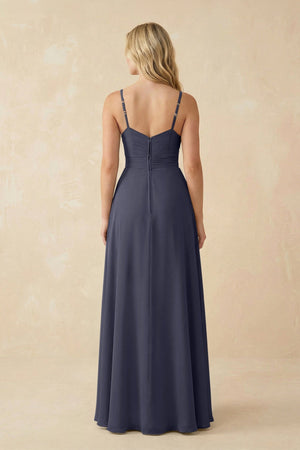 Sweetheart A - Line Pleated Chiffon Bridesmaid Dress in Dusk Blue - KissProm Bridesmaid Dresses