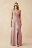 Sweetheart A - Line Pleated Chiffon Bridesmaid Dress in Dusty Rose - KissProm Bridesmaid Dresses