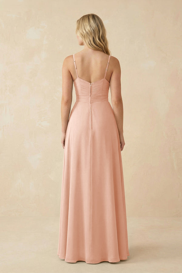 Sweetheart A - Line Pleated Chiffon Bridesmaid Dress in English Rose - KissProm Bridesmaid Dresses