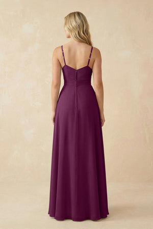 Sweetheart A - Line Pleated Chiffon Bridesmaid Dress in Fig - KissProm Bridesmaid Dresses