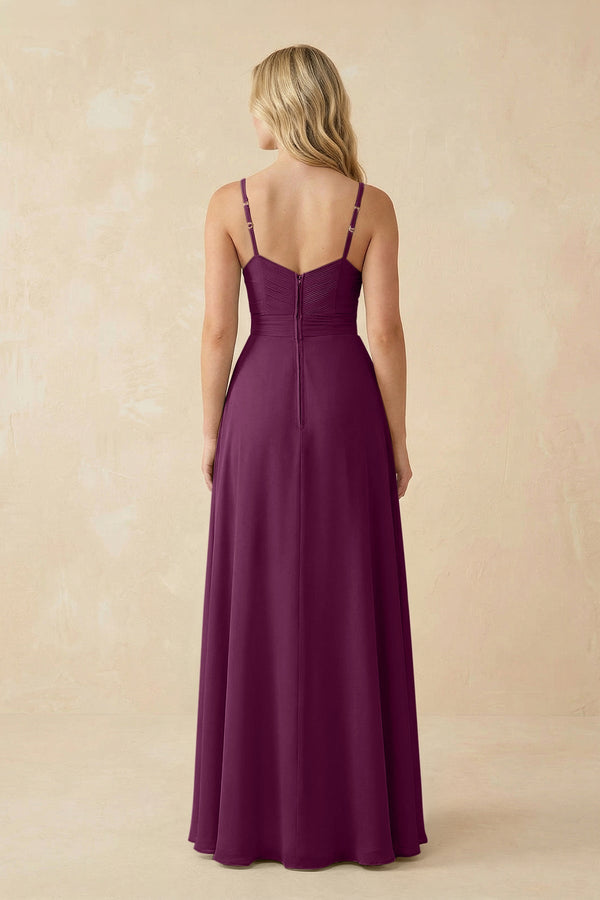 Sweetheart A - Line Pleated Chiffon Bridesmaid Dress in Fig - KissProm Bridesmaid Dresses