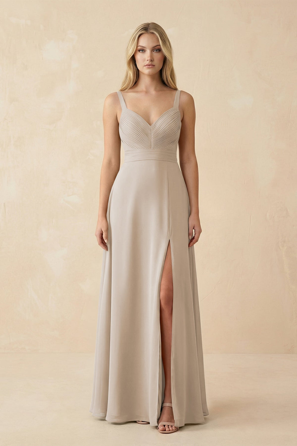 Sweetheart A - Line Pleated Chiffon Bridesmaid Dress in Frost - KissProm Bridesmaid Dresses