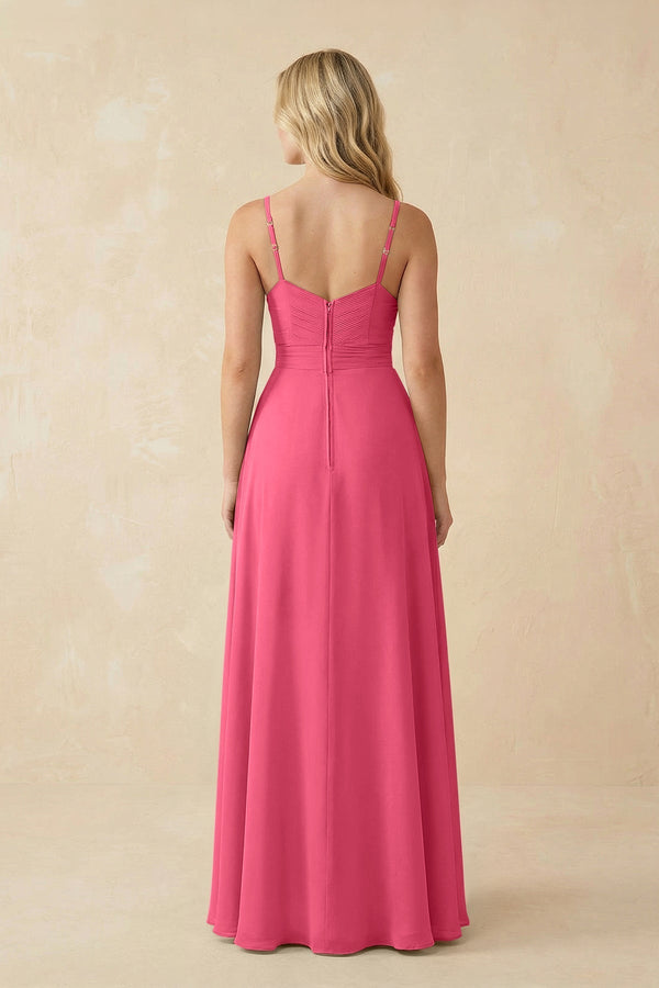 Sweetheart A - Line Pleated Chiffon Bridesmaid Dress in Fuchsia - KissProm Bridesmaid Dresses