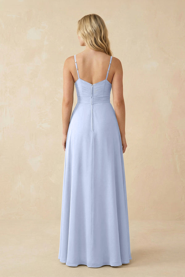 Sweetheart A - Line Pleated Chiffon Bridesmaid Dress in Ice - KissProm Bridesmaid Dresses