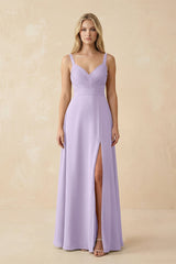 Sweetheart A - Line Pleated Chiffon Bridesmaid Dress in Lavender - KissProm Bridesmaid Dresses