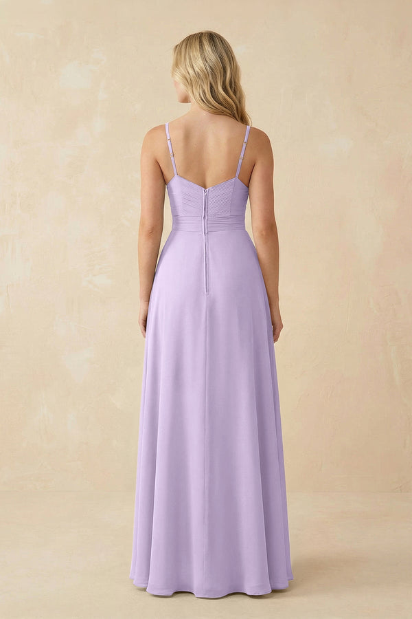 Sweetheart A - Line Pleated Chiffon Bridesmaid Dress in Lavender - KissProm Bridesmaid Dresses