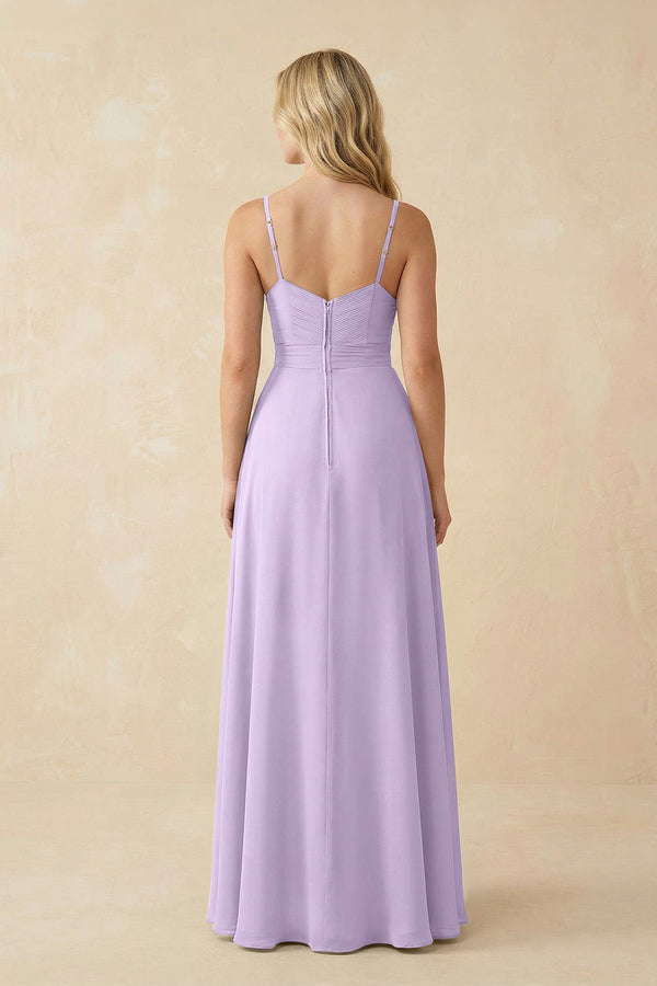 Sweetheart A - Line Pleated Chiffon Bridesmaid Dress in Lavender - KissProm Bridesmaid Dresses