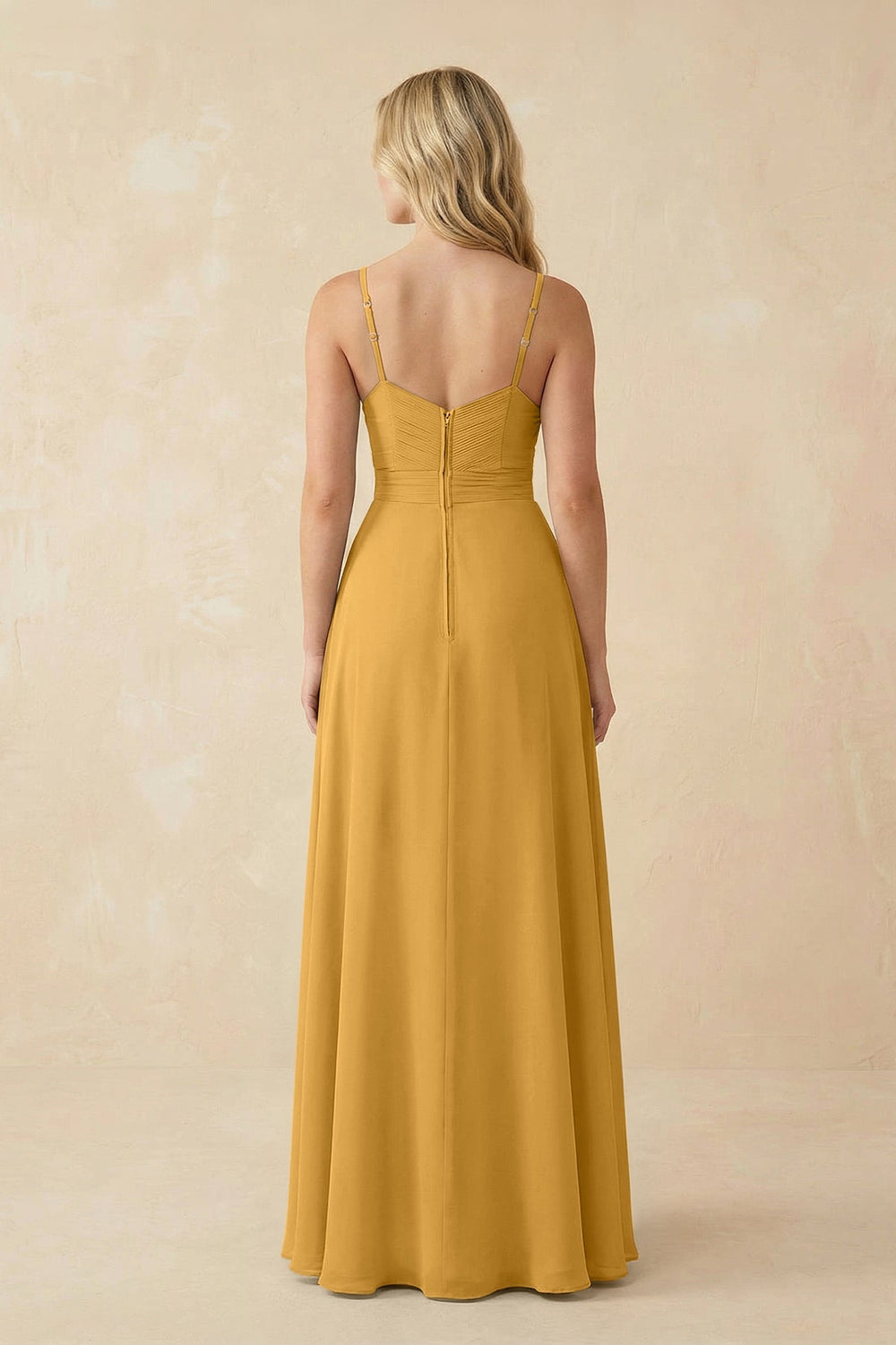 Sweetheart A - Line Pleated Chiffon Bridesmaid Dress in Marigold - KissProm Bridesmaid Dresses