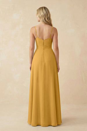 Sweetheart A - Line Pleated Chiffon Bridesmaid Dress in Marigold - KissProm Bridesmaid Dresses