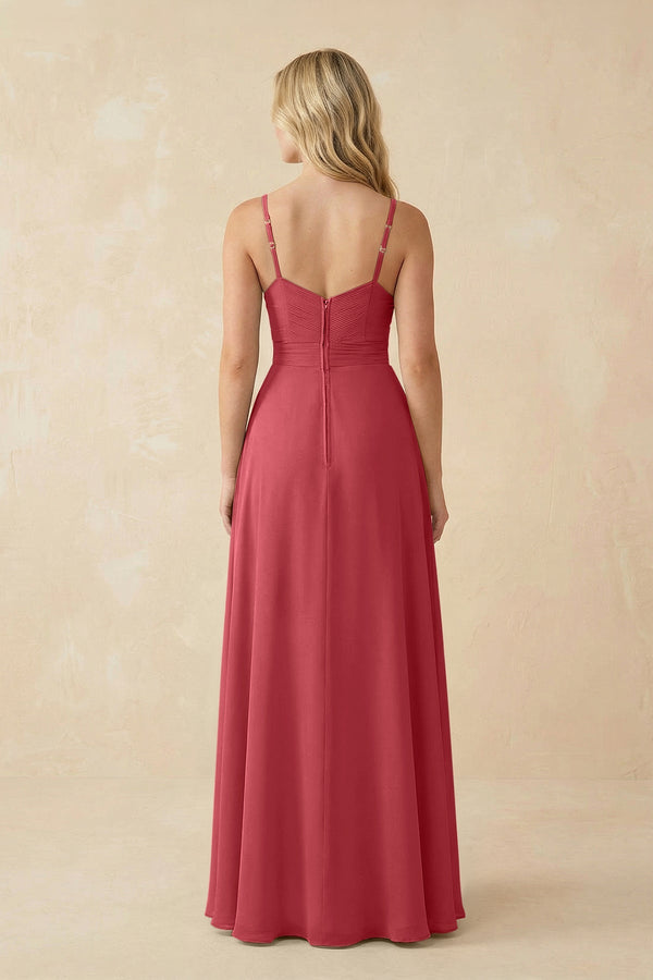 Sweetheart A - Line Pleated Chiffon Bridesmaid Dress in Merlot - KissProm Bridesmaid Dresses