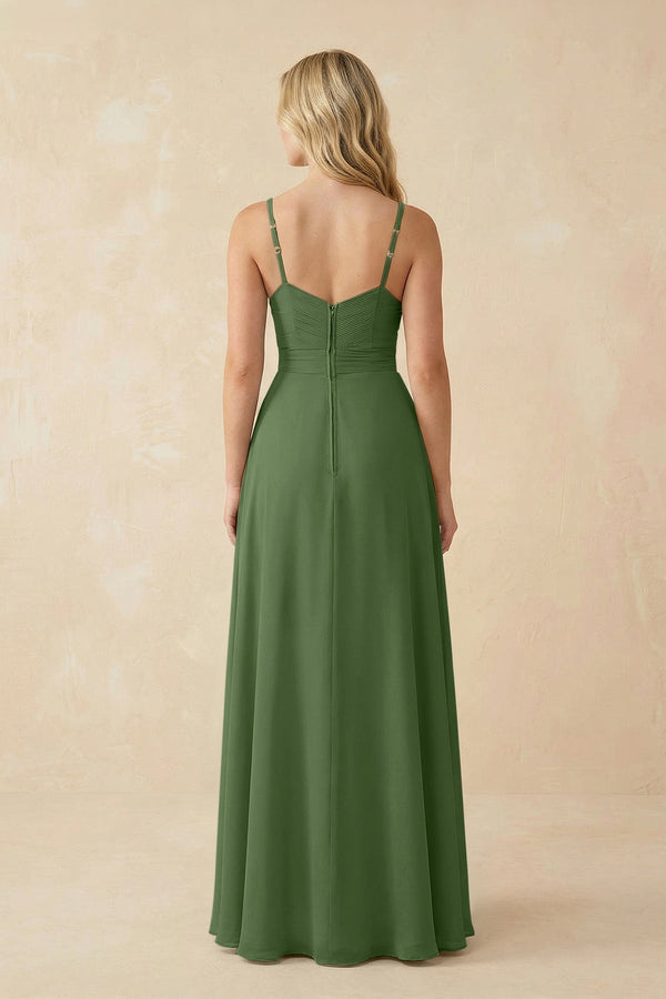 Sweetheart A - Line Pleated Chiffon Bridesmaid Dress in Moss - KissProm Bridesmaid Dresses