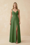 Sweetheart A - Line Pleated Chiffon Bridesmaid Dress in Moss - KissProm Bridesmaid Dresses