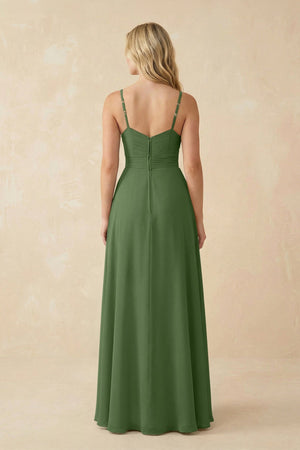 Sweetheart A - Line Pleated Chiffon Bridesmaid Dress in Moss - KissProm Bridesmaid Dresses