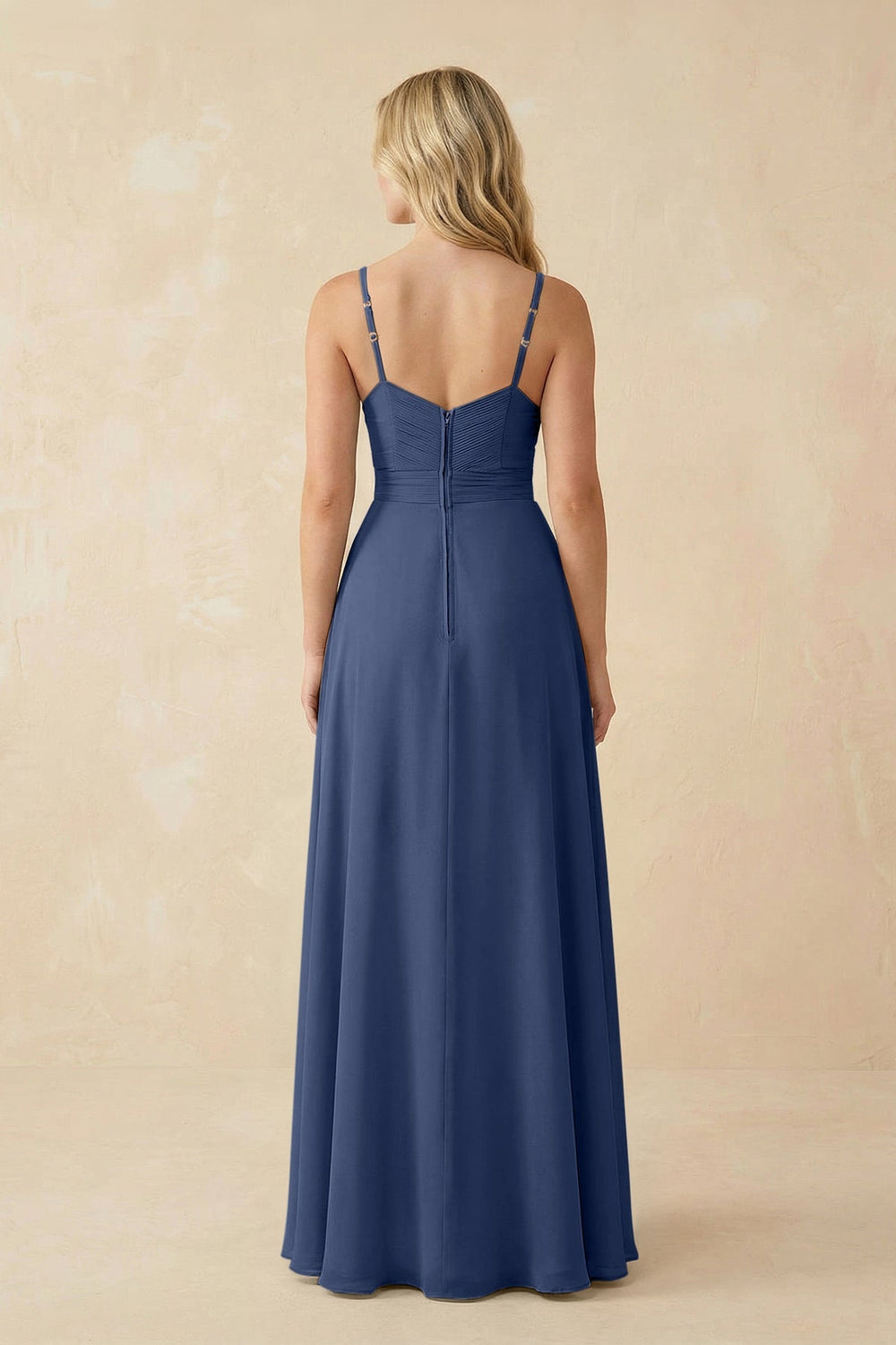 Sweetheart A - Line Pleated Chiffon Bridesmaid Dress in Navy - KissProm Bridesmaid Dresses