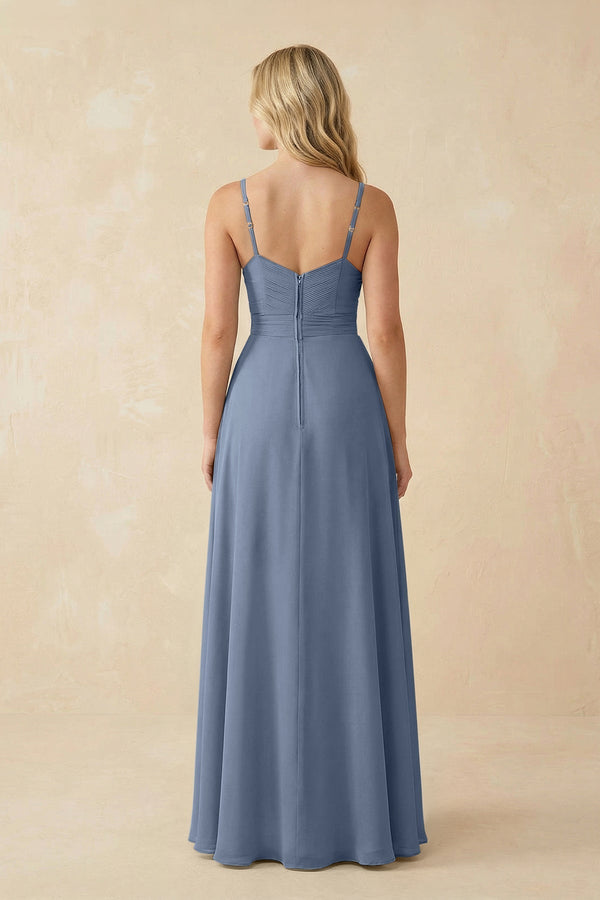 Sweetheart A - Line Pleated Chiffon Bridesmaid Dress in Neptune - KissProm Bridesmaid Dresses