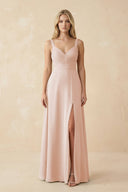Sweetheart A - Line Pleated Chiffon Bridesmaid Dress in Pale Blush - KissProm Bridesmaid Dresses