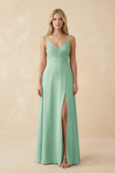 Sweetheart A - Line Pleated Chiffon Bridesmaid Dress in Pale Pistachio - KissProm Bridesmaid Dresses