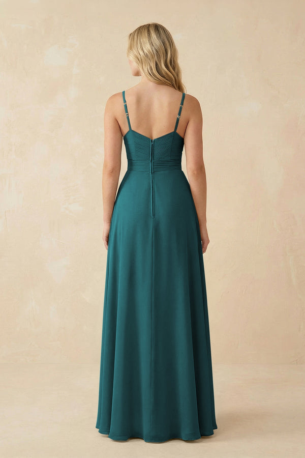 Sweetheart A - Line Pleated Chiffon Bridesmaid Dress in Pine - KissProm Bridesmaid Dresses