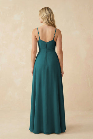Sweetheart A - Line Pleated Chiffon Bridesmaid Dress in Pine - KissProm Bridesmaid Dresses