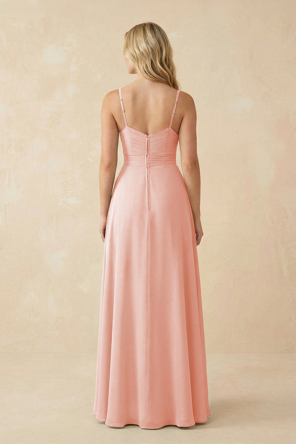 Sweetheart A - Line Pleated Chiffon Bridesmaid Dress in Rose Petal - KissProm Bridesmaid Dresses