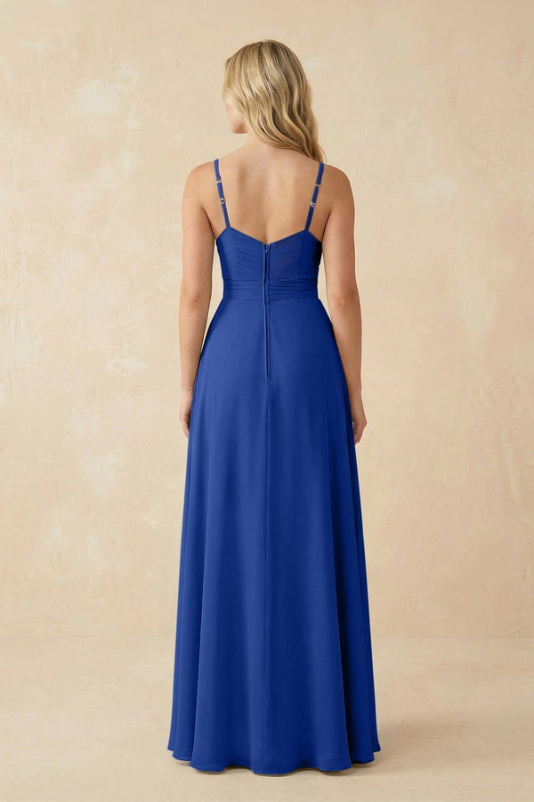 Sweetheart A - Line Pleated Chiffon Bridesmaid Dress in Royal Blue - KissProm Bridesmaid Dresses