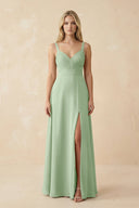 Sweetheart A - Line Pleated Chiffon Bridesmaid Dress in Sage - KissProm Bridesmaid Dresses