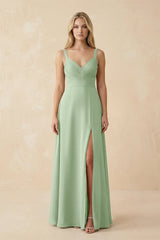 Sweetheart A - Line Pleated Chiffon Bridesmaid Dress in Sage - KissProm Bridesmaid Dresses