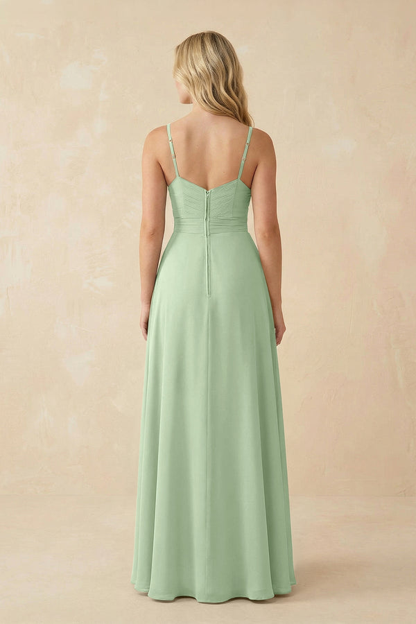 Sweetheart A - Line Pleated Chiffon Bridesmaid Dress in Sage - KissProm Bridesmaid Dresses