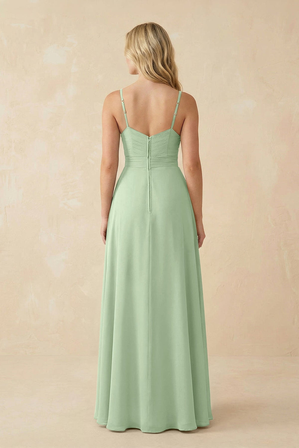 Sweetheart A - Line Pleated Chiffon Bridesmaid Dress in Sage - KissProm Bridesmaid Dresses