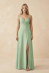 Sweetheart A - Line Pleated Chiffon Bridesmaid Dress in Sage - KissProm Bridesmaid Dresses