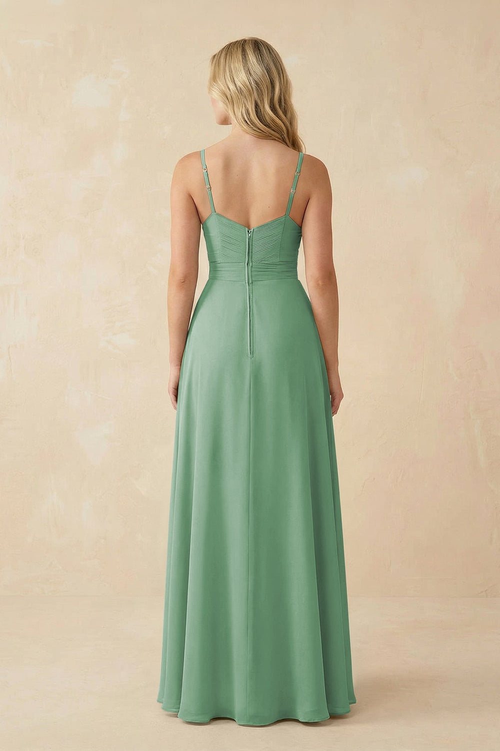 Sweetheart A - Line Pleated Chiffon Bridesmaid Dress in Sea Glass - KissProm Bridesmaid Dresses