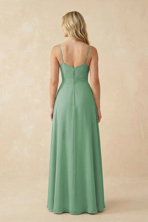 Sweetheart A - Line Pleated Chiffon Bridesmaid Dress in Sea Glass - KissProm Bridesmaid Dresses