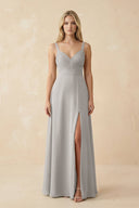 Sweetheart A - Line Pleated Chiffon Bridesmaid Dress in Silver - KissProm Bridesmaid Dresses