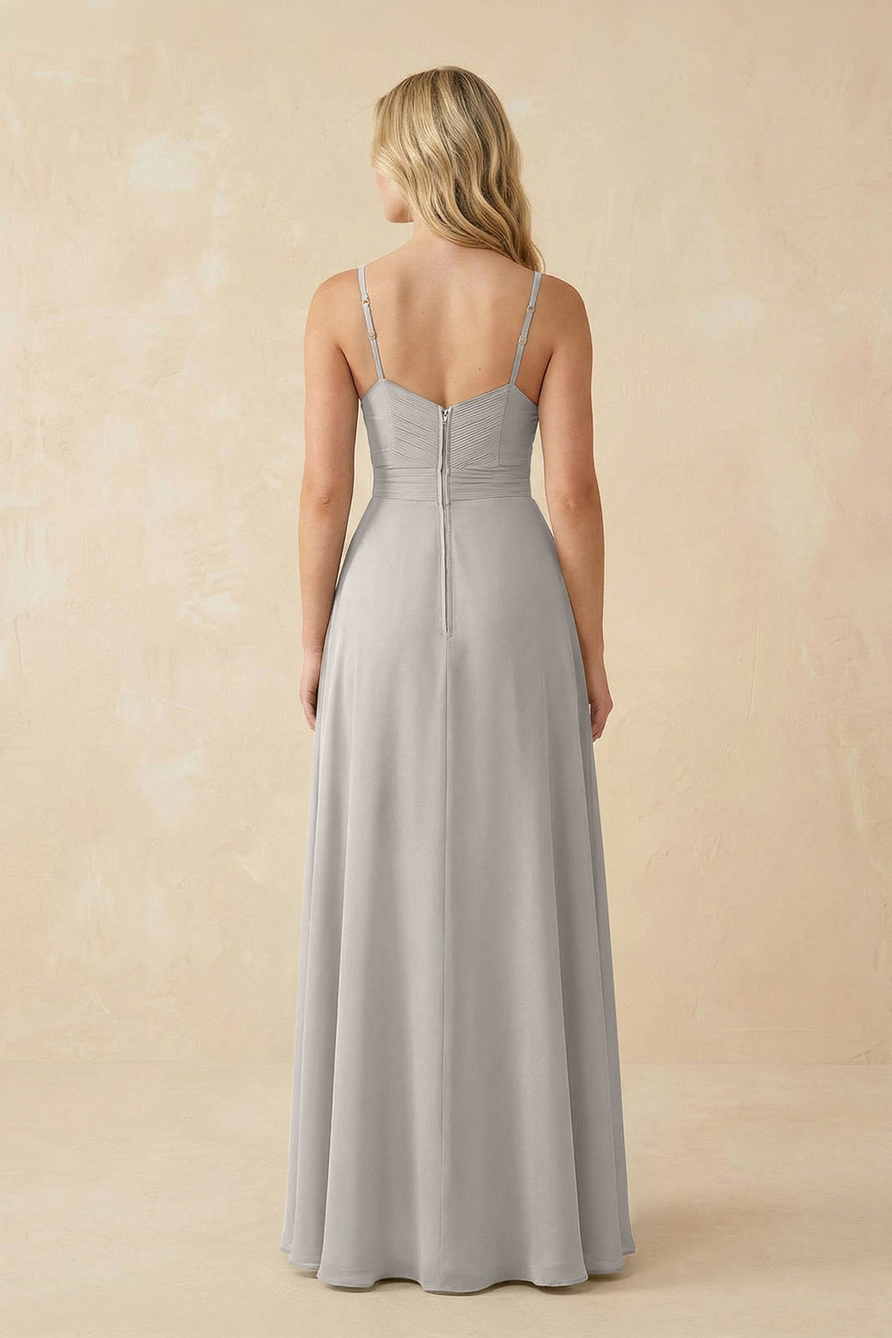 Sweetheart A - Line Pleated Chiffon Bridesmaid Dress in Silver - KissProm Bridesmaid Dresses