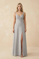 Sweetheart A - Line Pleated Chiffon Bridesmaid Dress in Silver - KissProm Bridesmaid Dresses
