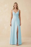 Sweetheart A - Line Pleated Chiffon Bridesmaid Dress in Sky Blue - KissProm Bridesmaid Dresses