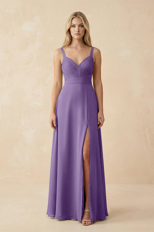 Sweetheart A - Line Pleated Chiffon Bridesmaid Dress in Tahiti - KissProm Bridesmaid Dresses