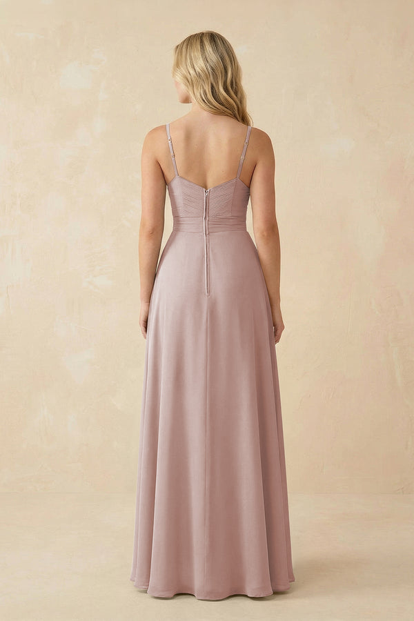 Sweetheart A - Line Pleated Chiffon Bridesmaid Dress in Toffee - KissProm Bridesmaid Dresses