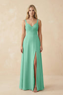 Sweetheart A - Line Pleated Chiffon Bridesmaid Dress in Turquoise - KissProm Bridesmaid Dresses