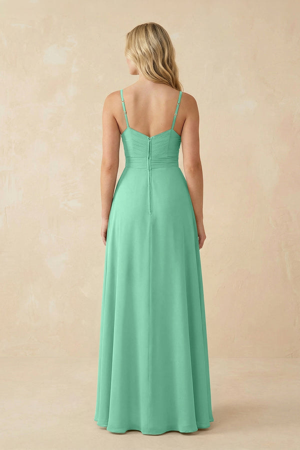 Sweetheart A - Line Pleated Chiffon Bridesmaid Dress in Turquoise - KissProm Bridesmaid Dresses