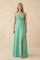 Sweetheart A - Line Pleated Chiffon Bridesmaid Dress in Turquoise - KissProm Bridesmaid Dresses
