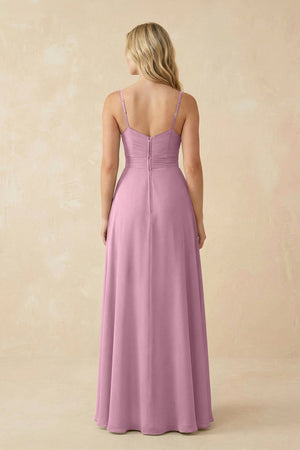 Sweetheart A - Line Pleated Chiffon Bridesmaid Dress in Vintage Mauve - KissProm Bridesmaid Dresses