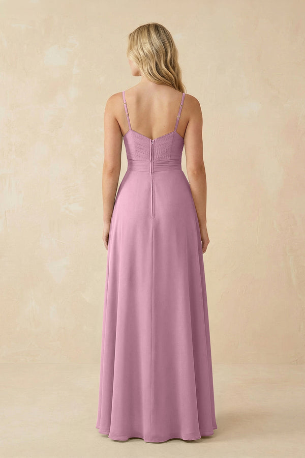 Sweetheart A - Line Pleated Chiffon Bridesmaid Dress in Vintage Mauve - KissProm Bridesmaid Dresses