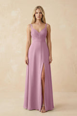 Sweetheart A - Line Pleated Chiffon Bridesmaid Dress in Vintage Mauve - KissProm Bridesmaid Dresses