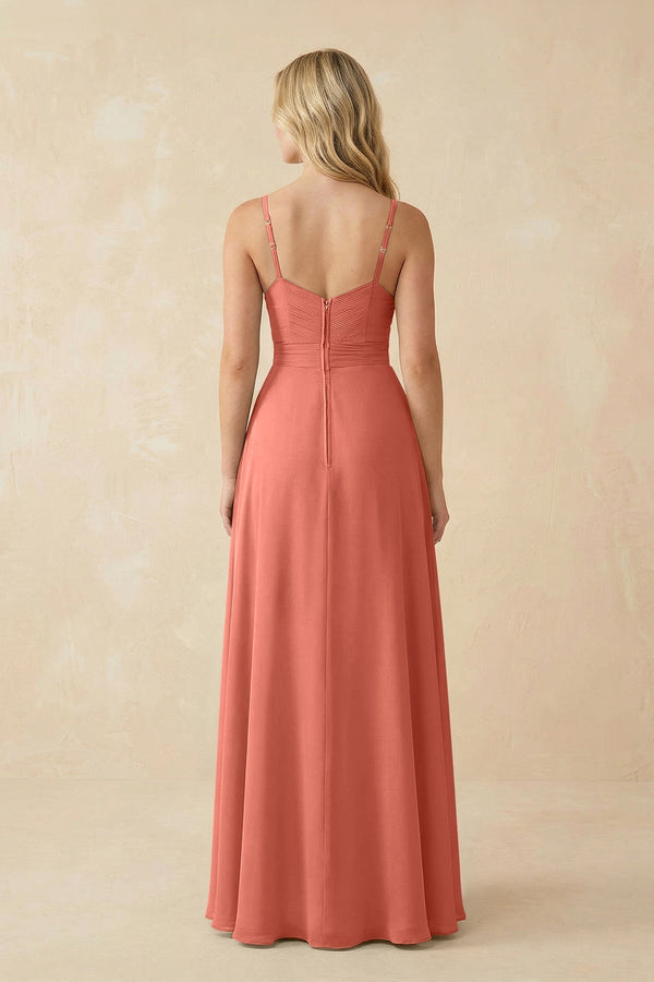 Sweetheart A - Line Pleated Chiffon Bridesmaid Dress in Wild Rose - KissProm Bridesmaid Dresses