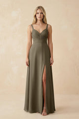 Sweetheart A - Line Pleated Chiffon Bridesmaid Dress in Willow Green - KissProm Bridesmaid Dresses
