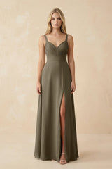 Sweetheart A - Line Pleated Chiffon Bridesmaid Dress in Willow Green - KissProm Bridesmaid Dresses